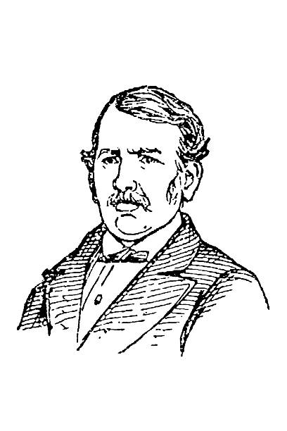 Scottish explorer and missionary David Livingstone (1813-1873) as a Victorian gentleman wearing a suit and bow tie, characterized by a mustache and side-parted hair, old vintage illustration, 1897 .
