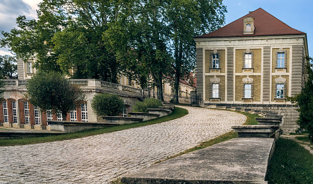Renaissance-Baroque castle 15.09.2025 in aga, Poland, built in the 16th17th centuries by Albrecht von Wallenstein and the Lobkowicz family, featuring drone views, grand entrance, and rich stone mascarons.