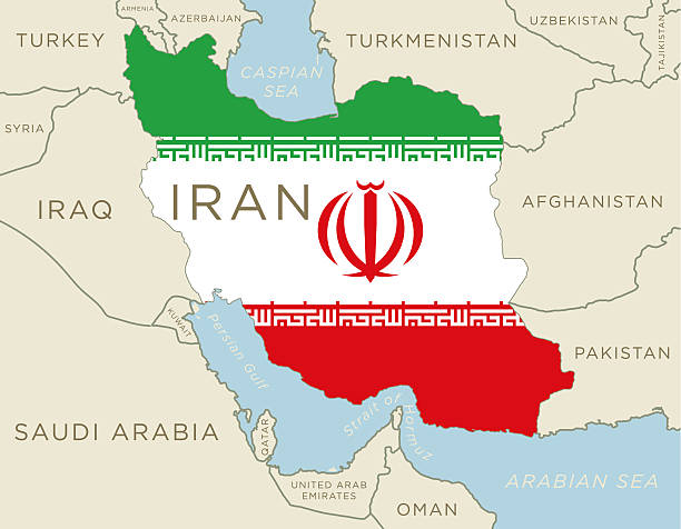 イランと中東 アラビア諸国マップ 英語 - 地図のベクターアート素材や