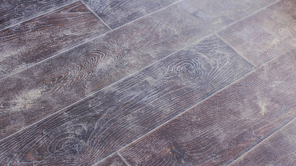 Dirty parquet floor. Dust