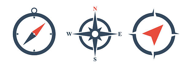 compass vector icons set, travel direction symbol, adventure company logotype template, business strategy infographic element