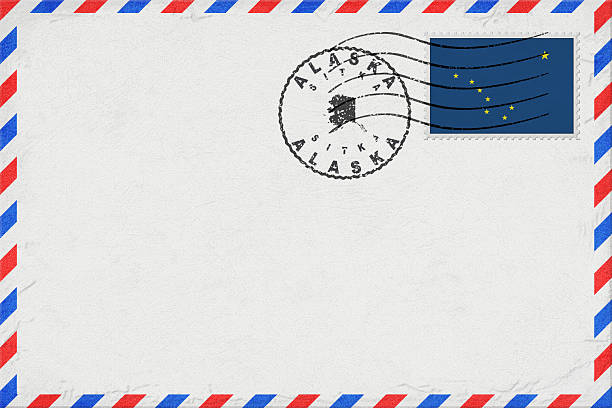 Alaska Sitka Vintage Air Mail Envelope with Flag and Postmark