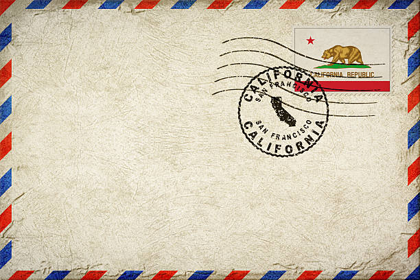 California San Francisco Vintage Air Mail Envelope with Flag and Postmark