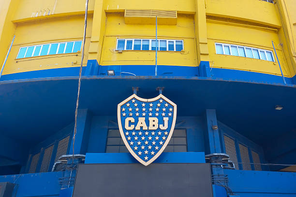 Buenos Aires, Argentina; Aug 26, 2025: The blue and yellow club crest in Boca Juniors Stadium