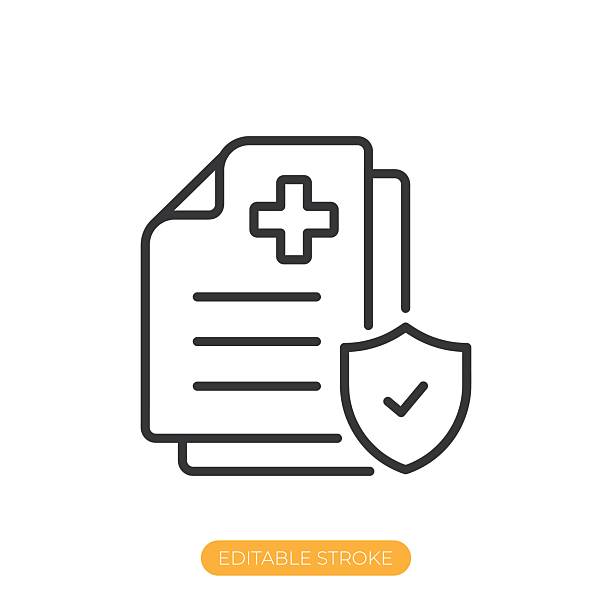 stockillustraties, clipart, cartoons en iconen met medical policy icon. editable stroke thin line icon - schadeformulier