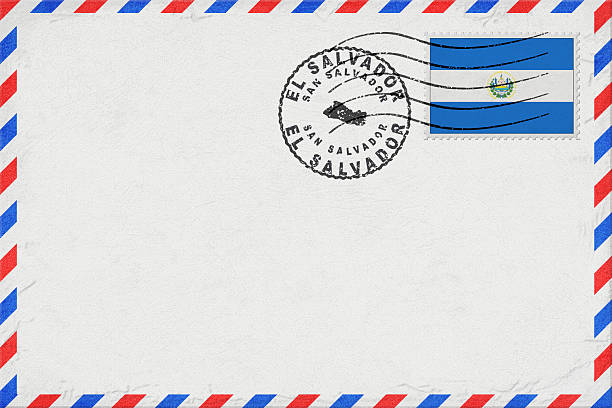 El Salvador San Salvador Vintage Air Mail Envelope with Flag and Postmark