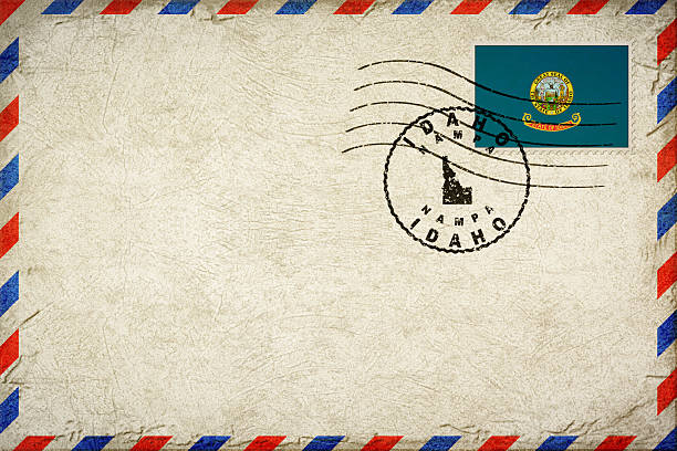 Idaho Nampa Vintage Air Mail Envelope with Flag and Postmark