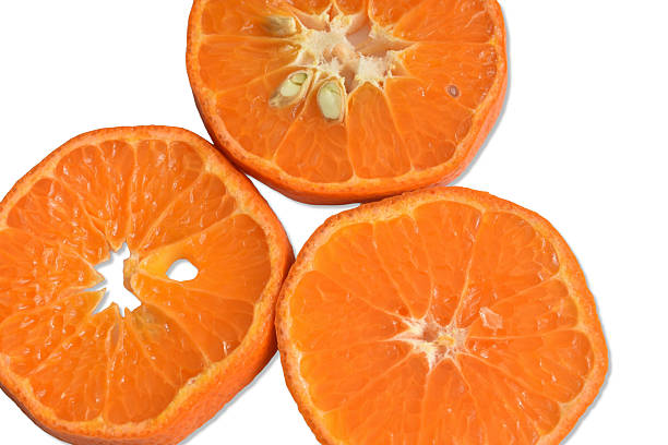 Juicy, tasty ready-to-eat orange isolated on white background.