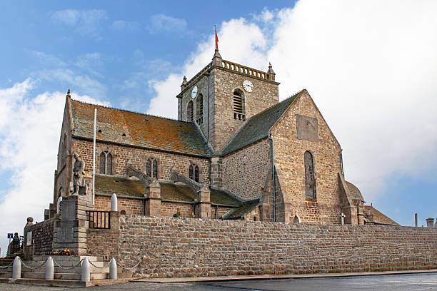 Saint-Nicolas Church in Barfleur, built in the 17th century, with its 17th-century square tower