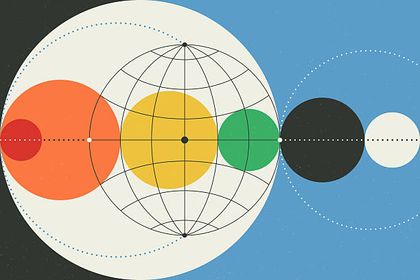 Mid century modern abstract geometric background featuring layered concentric line structures, overlapping circular forms, and dotted linear elements suggesting data flow and global connectivity. Bold retro color palette in mustard yellow, red, blue, charcoal black, and warm beige with subtle grain texture.  Conceptually suited to themes of global business, technology innovation, data networks, fintech, artificial intelligence, digital transformation, communication systems, and worldwide connectivity. The structured linework evokes analytics, infrastructure, and expanding network ecosystems while maintaining a clean retro-modern aesthetic.