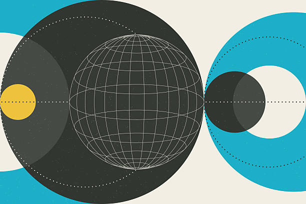 Mid century modern abstract geometric background featuring layered concentric line structures, overlapping circular forms, and dotted linear elements suggesting data flow and global connectivity. Conceptually suited to themes of global business, technology innovation, data networks, fintech, artificial intelligence, digital transformation, communication systems, and worldwide connectivity. The structured linework evokes analytics, infrastructure, and expanding network ecosystems while maintaining a clean retro-modern aesthetic.