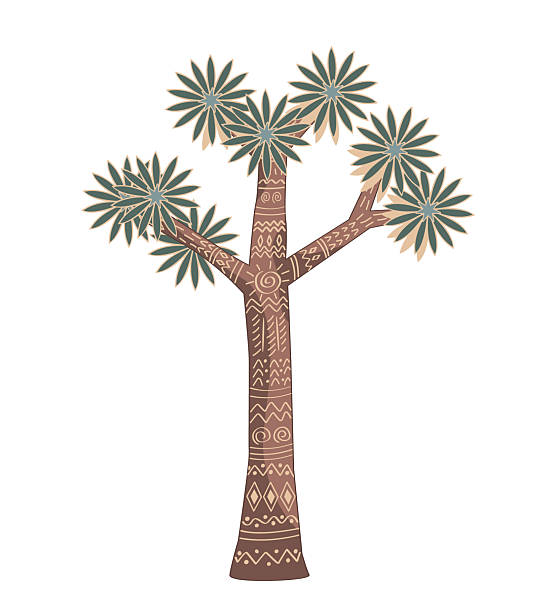 Joshua tree patterned drawing isolated vector illustration. Yucca plant ornamented in tribal indigenous style, desert symbol of American southwest