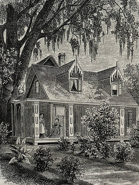 Antique illustration pre 1900 - residence of Mr. H.B. Stowe Mandarin Florida