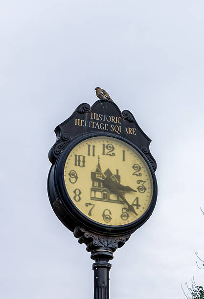 Historic Heritage Square clock in the Heritage and Science Park in Phoenix, Arizona.