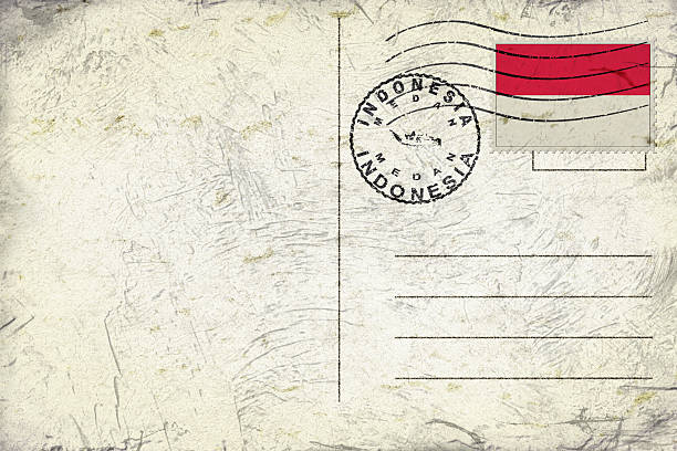 Indonesia Medan Old Style Mail Envelope with Flag and Postmark