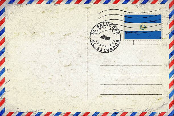 El Salvador Santa Ana Vintage Air Mail Envelope with Flag and Postmark