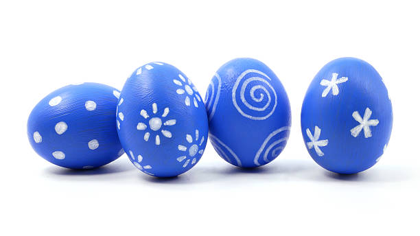 Blue Easter eggs isolated on white background. Painted eggs. Egg Holiday