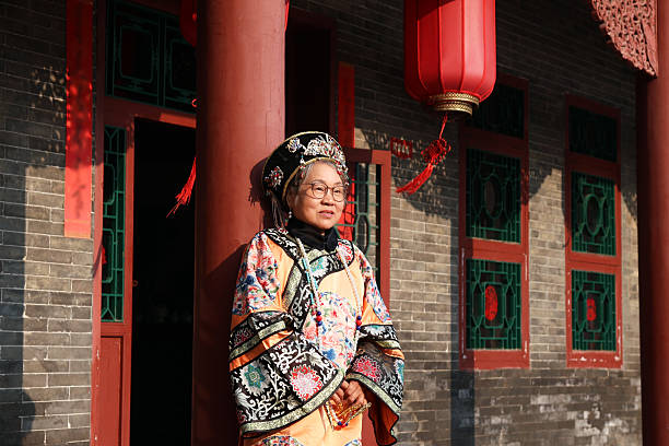 A beautiful elderly Chinese woman in traditional clothing