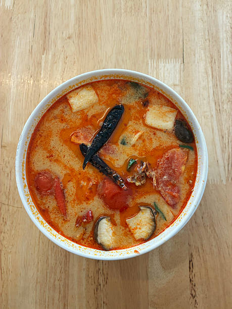 Authentic Thai Tom Yum Goong Spicy Shrimp Soup with Mushrooms