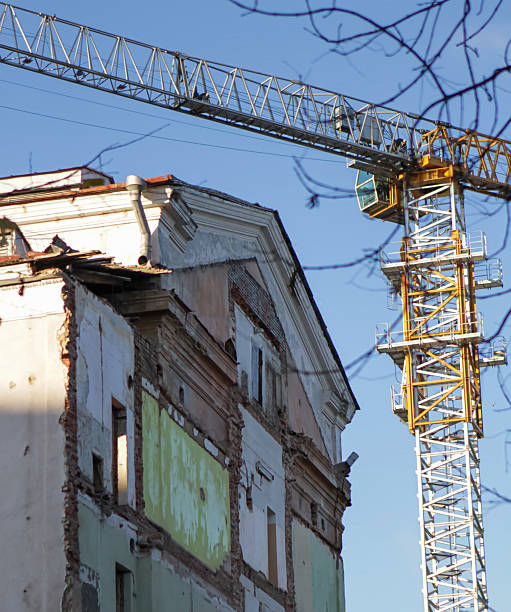 The wreckage of a collapsed building after the earthquake