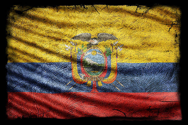 Ecuador Flag, Grunge Texture Background