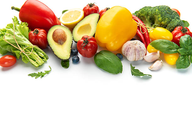 Fresh healthy eating vegetables and fruits food ingredients