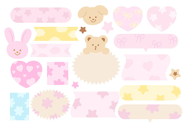 Vector illustrations of bunny, teddy, puppy and various shapes of blank space including heart, circle and rectangle for cartoon, comic, speech text bubbles, name tags, pet shop, zoo, happy easter, animal print, text, message, chat box, brochure, stickers