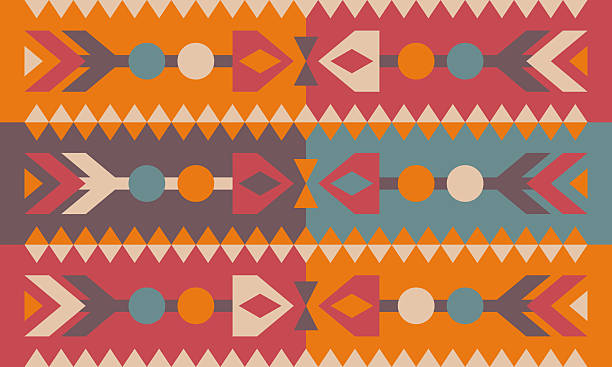 Ethnic Folk Pattern Background with Traditional Geometric Tribal Motifs and Warm Earthy Tones. Illustration art. Vector