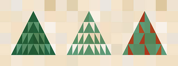 Festive Christmas icon set vector illustration christmas tree, ornaments. Holiday Party invitation with Christmas Trees.