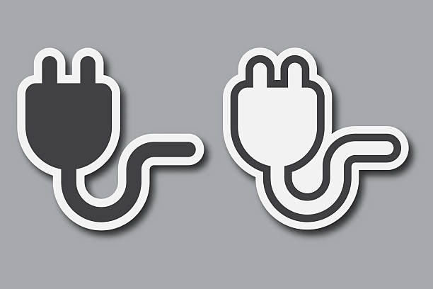 electric plug sticker icon set for design template