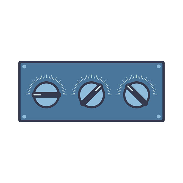 Industrial control panel interface elements with buttons dials and radars flat Illustration Industrial control panel interface elements with buttons dials and radars flat Illustration. pushing lever stock illustrations
