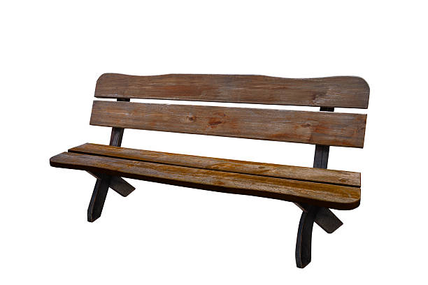 old wooden bench isolated on a white background