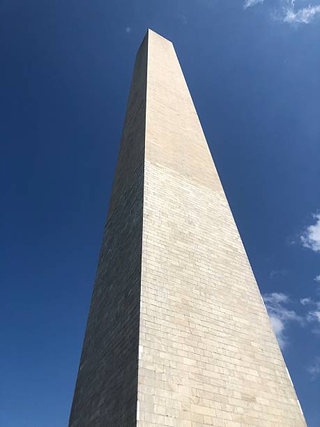 Looking up at the Washington Monument.