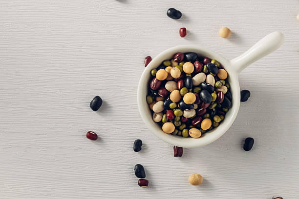 Fresh Mixed Beans in White Bowl on Light Background for Healthy Meal