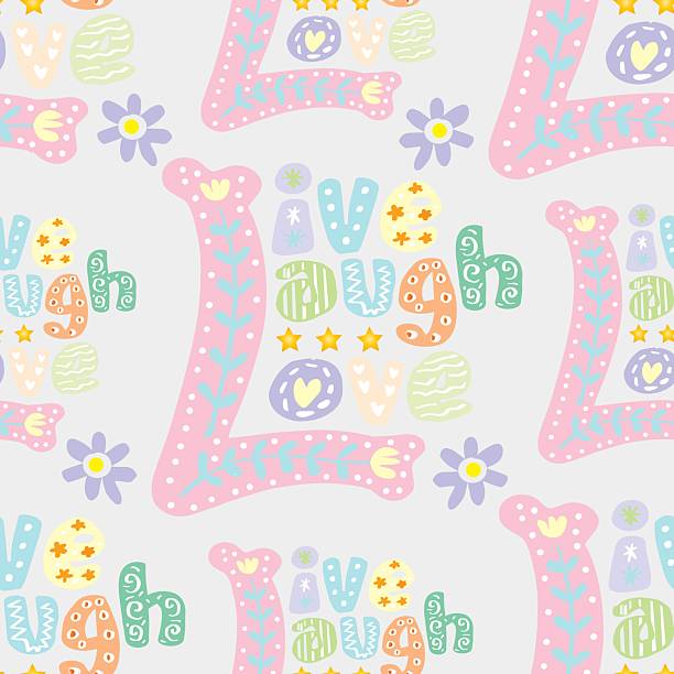 Seamless pattern with lettering live laugh love. Motivational quote. Vector illustration.