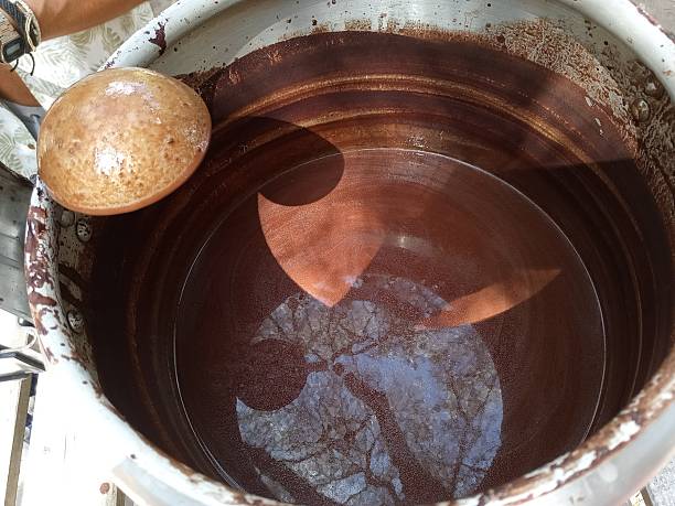 pot full of ceremonial cocoa with a ladle