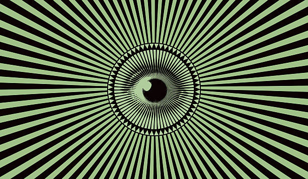 Vector close up single eye with sunbeams