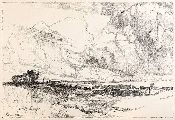 Image from 19th Century Art Illustrated Magazine: Windy Day, by Oliver Hall