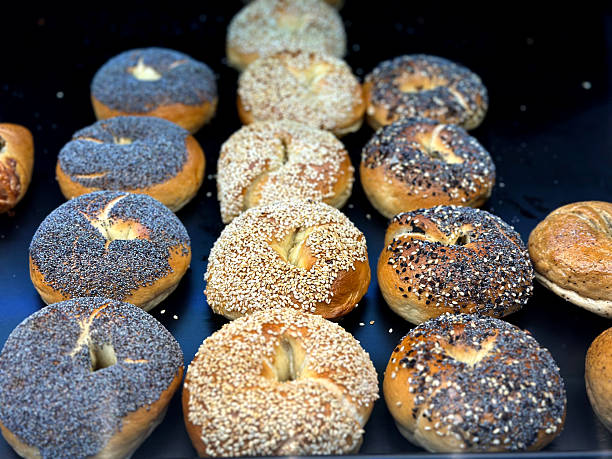 Assorted Freshly Baked Bagels with Poppy Seed, Sesame, and Everything Toppings