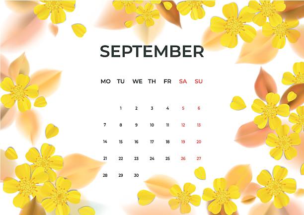 Monthly wall calendar with nature elements. September 2026 minimal calendar template, week starts Monday.