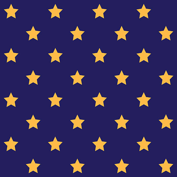 Seamless pattern created from small gold stars on a navy blue background