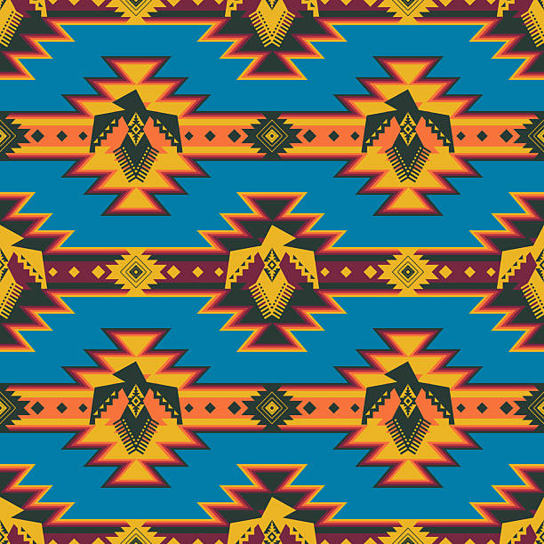 Vector colorful southwestern thunderbird seamless pattern. Aztec tribal geometric pattern use for fabric, textile, home decoration elements, upholstery.
