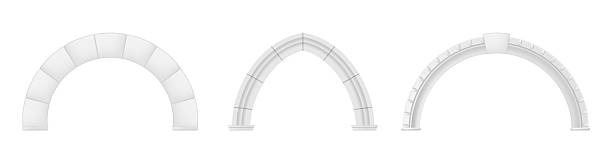 Art deco windows or doors arches, entrance doorways and gateway. Vector architectural brick or stone construction. Ancient classic architecture with arcs of Medieval temple, palace or mosque doorways