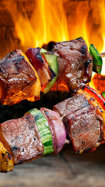 barbecue with meat skewers