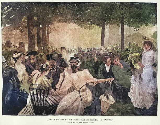 Avenue du Bois de Boulogne by Albert Marie Dagnaux, Victorian, Vintage illustration 19th Century 1890s