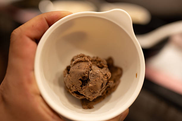 A bowl of chocolate ice cream