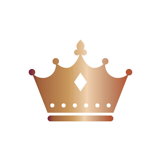 A sophisticated bronze or copper-colored crown illustration featuring a central diamond cutout and fleur-de-lis peak. This royal symbol is designed with a premium metallic gradient and circular accents, perfect for luxury branding, boutique logos, or regal design elements.