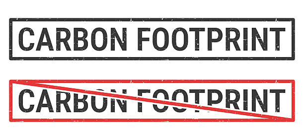 Carbon Footprint. Rubber stamps for your own design, isolated on a blank background. The first stamp is in black ink. The second stamp is in red ink with the text in black. The text is crossed out with a red line, it is an exclusion or prohibition stamp. The rubber stamps have a slight grunge texture. Vector Illustration (EPS file, well layered and grouped). Easy to edit, manipulate, resize or colorize. Vector and Jpeg file of different sizes.