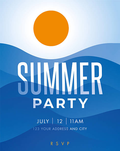 Summer Party with sea waves Background. Ideal background for your summer party invitation or design project. Stock illustration