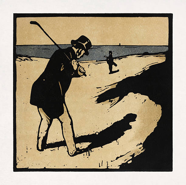 Print by William Nicholson depicting a round of golf made in 1898 for An Almanac of Twelve Sports.